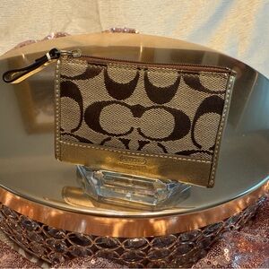 Coach Brown and Gold Wristlet